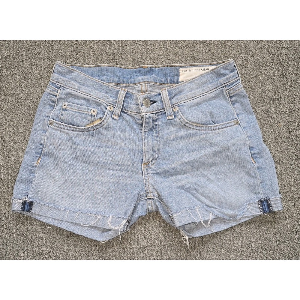 Rag& Bone Jean Folded Frayed Hem Denim Shorts In Wiley Size 24